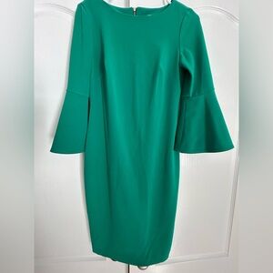 Calvin Klein Bell Sleeve Sheath Dress, Kelly Green,size 4